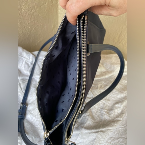 Kate Spade NY DAWN BREEZY MEDIUM SATCHE Navy Blue Crossbody Strap Nylon Bag - Picture 9 of 10